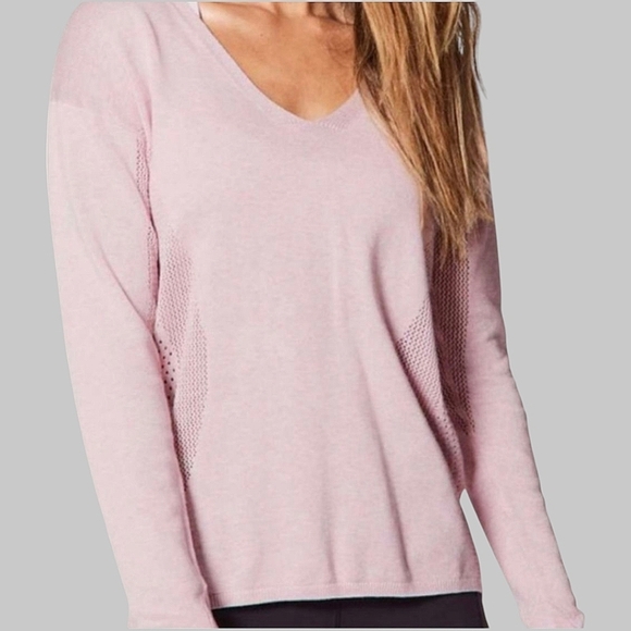 Lululemon Still Movement V-Neck Hi-Low Hem Sweater Heathered Petal Pink 4 - Picture 1 of 15